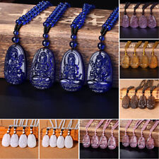 Lucky Accessory Natural Crystal Stone Buddha Pendant Necklace Ethnic Jewelry