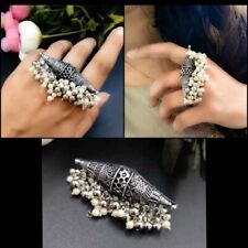 Ethnic Traditional Bollywood Style Silver Oxidized Adjustable Indian Rings M-528