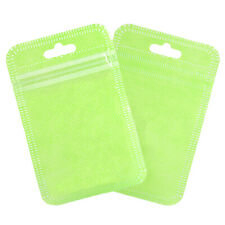 100pc Clear & Green Non-Woven Zip Lock Bags w/ Hang Hole 7x11cm 2.75x4.75in