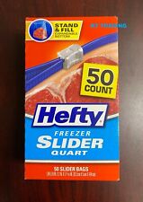 Hefty Quart Freezer Slider Food Bags ~ Expandable Bottom + Strong Seal - 50 Ct