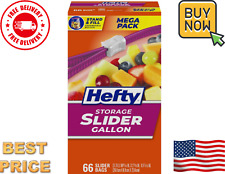 Food Bag Hefty Slider Jumbo Storage Bags Gallon Size 66 Count, Free Shipping USA