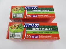 2 boxes Hefty® Compostable Kitchen Food Scrap Bags 20 ct 2.6 Gallon