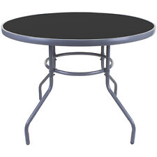 ROUND GLASS TABLE OUTDOOR 100CM GARDEN FURNITURE PATIO FURNITURE GREY METAL NEW