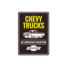 American Tradition Chevy Truck Metal Sign Chevrolet Pickup Car Cave Automotive