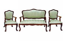 1:12 Dollhouse Miniature Furniture Wood Living Room Cloth Sofa and Chairs Set