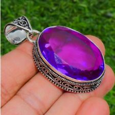 Purple Kunzite Gemstone Handmade 925 Sterling Silver Jewelry Oval Cut Pendant