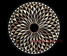 18'' round black Marble Coffee corner Center Table Top inlay mosaic decor u7