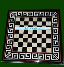 12'' Marble Chess Table Top Pietra Dura Inlay malachite Children Game Kids l6