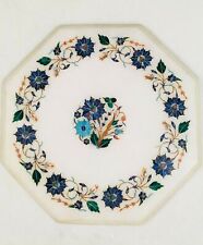 15'' white Marble Center corner Table Top flower stone Inlay lapis malachite w18