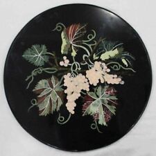 18'' round black Marble Coffee corner Center Table Top inlay mosaic decor u9