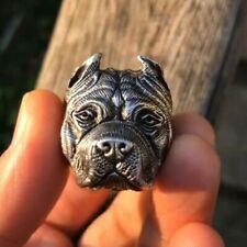 Fashion Men Gothic Punk Jewelry Dog Stainless Steel Party Rings Gift Size 7-13