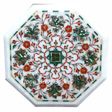 15 White Marble Corner Table Top inlay semi precious stones Handmade work"