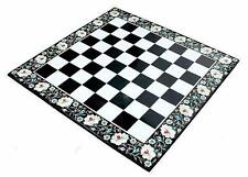 18'' Black Marble Chess Table Top Pietra Dura Inlay Malachite Children Game c3