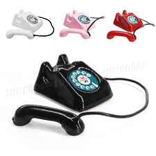 1/12 Miniature Vintage Telephone Corded Phone Dollhouse Decoration Accessories