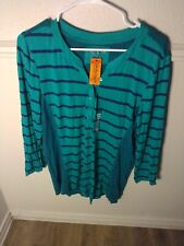 NWT Greensource Brand Apparel Women Blue Striped Long Sleeve XL