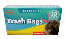 Ri-Pac Drawstring Tall Trash Bags Home Garden Kitchen Garbage 30 Gal 10 Bags USA