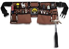 11 Pocket Brown and Black Heavy Duty Construction Tool Belt, Work Apron, Tool Po