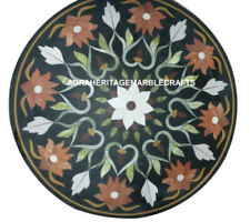 Marble Coffee Center Table Top Jasper Mosaic Floral Inlay Decor Furniture H940