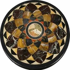 18'' round black Marble Coffee corner Center Table Top inlay mosaic decor k47