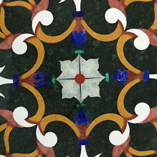 24x24" Green Marble Coffee Table Top Inlay Carnelian Mosaic Furniture Decor"