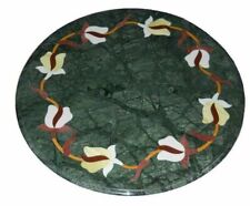 18'' Center Coffee Round Marble antique Table Top Inlay Malachite Room Decor g18