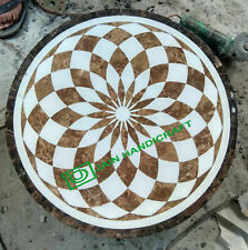 18'' round black Marble Coffee corner Center Table Top inlay mosaic decor k49