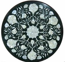 15'' round black Marble Coffee corner Center Table Top inlay mosaic decor k8