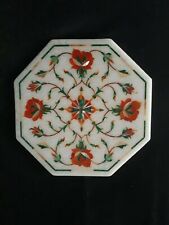 12'' white marble table top inlay malachite center coffee antique home decor e5