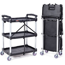 VEVOR 3 Level 74.8kg Folding Utility Service Cart​ Swivel Wheels