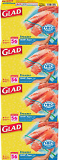 Glad Zipper Food Storage Freezer Bags - Quart Size - 56 Count Each Pack of 4