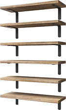 6 pack Rustic Wood Floating Shelves for Wall Decor Farmhouse Shelf for Bedroom - Denver - US