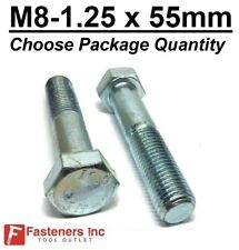 M8-1.25 x 55mm Metric Hex Cap Screws Bolts Zinc Grade 10.9 (Choose Pkg Qty's) - Redding - US