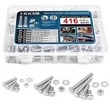 VKKM 416 pcs Stainless Steel Hex Cap Bolt and Nut Washer Assortment Kit M5/M6/M8 - Potomac - US