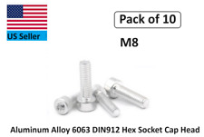 M8x1.25 Aluminum Alloy 6063 DIN 912 Allen Bolts Hex Socket Cap M8 ( Pack of 10) - Broken Arrow - US