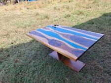 Custom Made Epoxy Resin Dining Top Table Natural Acacia Wooden Home Decors