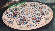 30'' round White Marble Table Top malachite dining Coffee Center Inlay Lapis