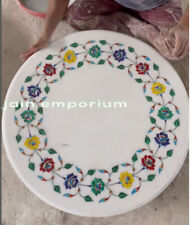 12'' white Marble Table Top Corner Coffee round lapis pietra dura Inlay decor