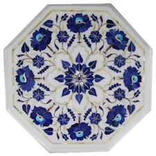 15'' white Marble Center corner Table Top multi Stone Inlay lapis malachite w9