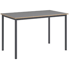 HOMCOM 120cm Minimalistic Dining Table Steel Frame Foot Pads Simple Style Grey