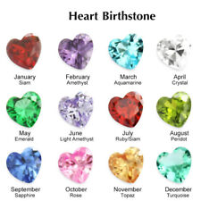 10Pcs Anniversary Birthstones Month Heart Zircon DIY Pendant Accessories 5mm