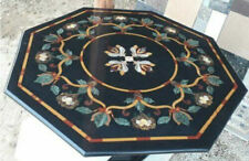 16 black Marble Dining Coffee corner Center Table Top inlay antique Mosaic d29"