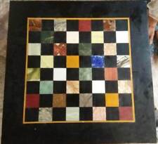 12'' Marble Chess Table Top Pietra Dura Inlay malachite Children Game Kids l3