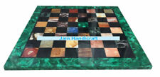 12'' Marble Chess Table Top Pietra Dura Inlay malachite Children Game Kids l7