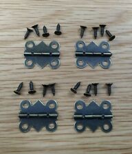 Miniature Bronze Hinges x4 & 16 screws 20mmx24mm Jewellery Box Dolls House LGW