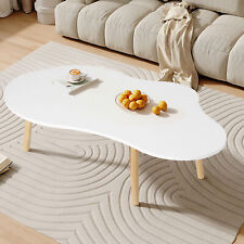 Tea Table, Living Room Center Minimalist Display Coffee Table with Cloud Shape e - Walnut - US