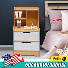 Bedroom End Side Bedside Table Nightstand Organizer with 2 Drawers Storage Wood - Mumbai - India