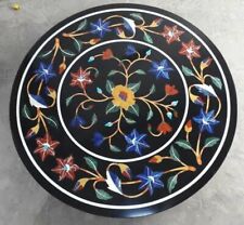 24 Marble round corner semi precious stones table top marquetry handmade work"