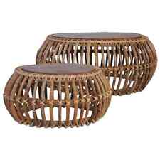 Coffee Tables 2 pcs Natural Rattan vidaXL