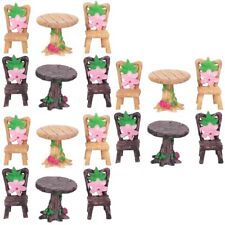 3 PCS Mini House Chair Table and Chair Decoration Wood DIY Decoration