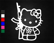 HELLO KITTY RIFLE GUN FUNNY JDM DECAL VINYL STICKER CAR/VAN/DOOR/WINDOW/TABLET